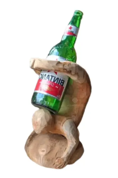 Product image of the product “Yoga Abstract Bottle Holder, 30 cm Height, Teak Wood, Natural ”